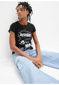 bonprix - Shirt z nadrukiem Myszki Miki. Kolor: czarny. Wzór: nadruk