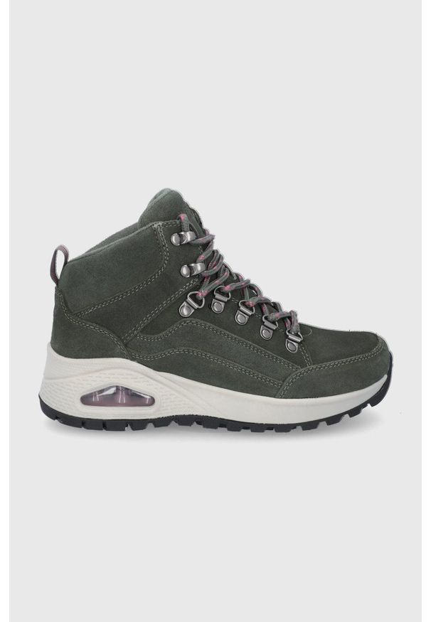 skechers - Skechers - Buty zamszowe. Nosek buta: okrągły. Zapięcie: sznurówki. Kolor: zielony. Materiał: zamsz