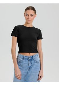 Sinsay - Crop top - czarny. Kolor: czarny