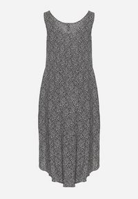 Born2be - Czarna Rozkloszowana Sukienka z Bawełny w Abstrakcyjny Wzór Ronive. Okazja: na co dzień. Kolor: czarny. Materiał: bawełna. Typ sukienki: rozkloszowane. Styl: casual, elegancki #4