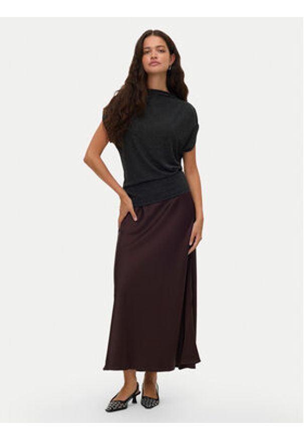Vero Moda Spódnica midi Elena 10337459 Brązowy Regular Fit. Kolor: brązowy. Materiał: syntetyk