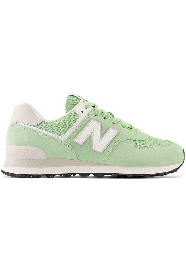 Buty unisex New Balance U574R2Y – miętowe. Okazja: na co dzień. Kolor: miętowy. Materiał: guma, skóra, syntetyk, materiał, zamsz. Szerokość cholewki: normalna. Model: New Balance 574
