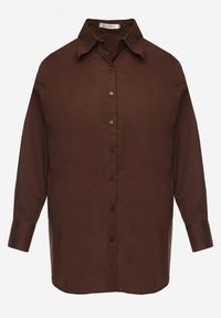 Renee - Ciemnobrązowa Koszula Bawełniana Aquida. Typ kołnierza: kołnierzyk klasyczny. Kolor: brązowy. Materiał: bawełna. Długość rękawa: długi rękaw. Długość: długie. Styl: klasyczny #5