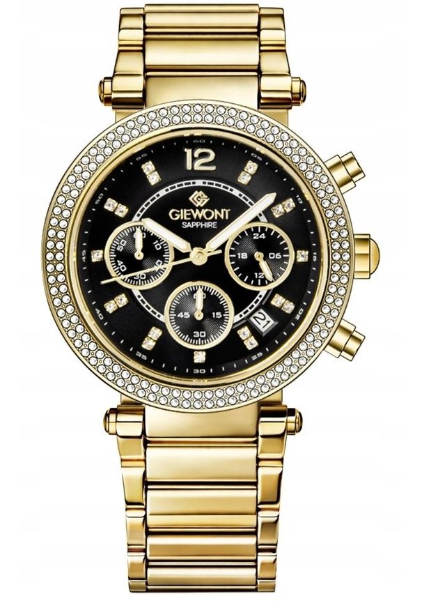 Zegarek Giewont Zegarek Damski Giewont Sapphire Złoto Czarny GW3380-B3. Kolor: czarny, złoty, wielokolorowy