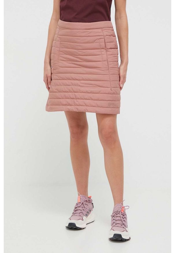 Jack Wolfskin spódnica sportowa Iceguard kolor różowy mini prosta. Kolor: różowy. Materiał: włókno, puch, materiał. Styl: sportowy