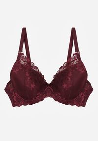 Renee - Bordowy Koronkowy Biustonosz w Klasycznym Stylu Coralee. Kolor: czerwony. Materiał: koronka. Wzór: aplikacja, gładki #8