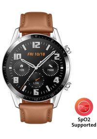 HUAWEI - Huawei smartwatch Watch GT 2, brązowy, skóra. Rodzaj zegarka: smartwatch. Kolor: brązowy. Materiał: skóra. Styl: elegancki, sportowy #1