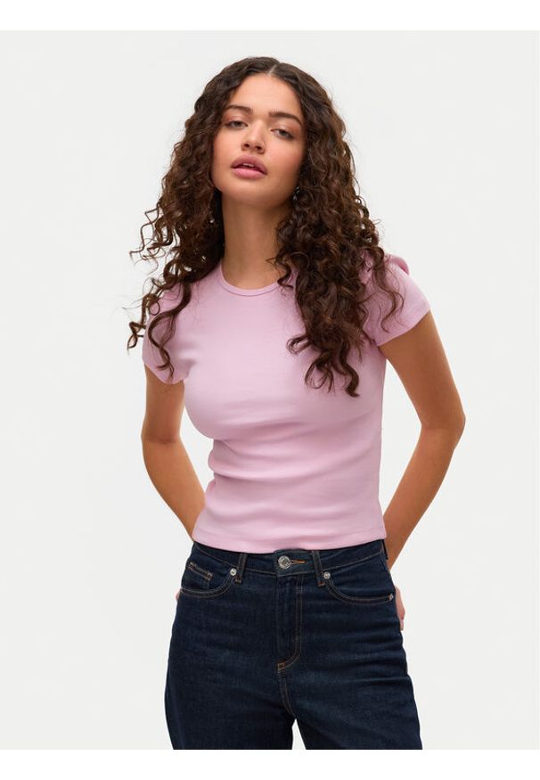 Vero Moda T-Shirt Chloe 10306894 Różowy Slim Fit. Kolor: różowy. Materiał: bawełna