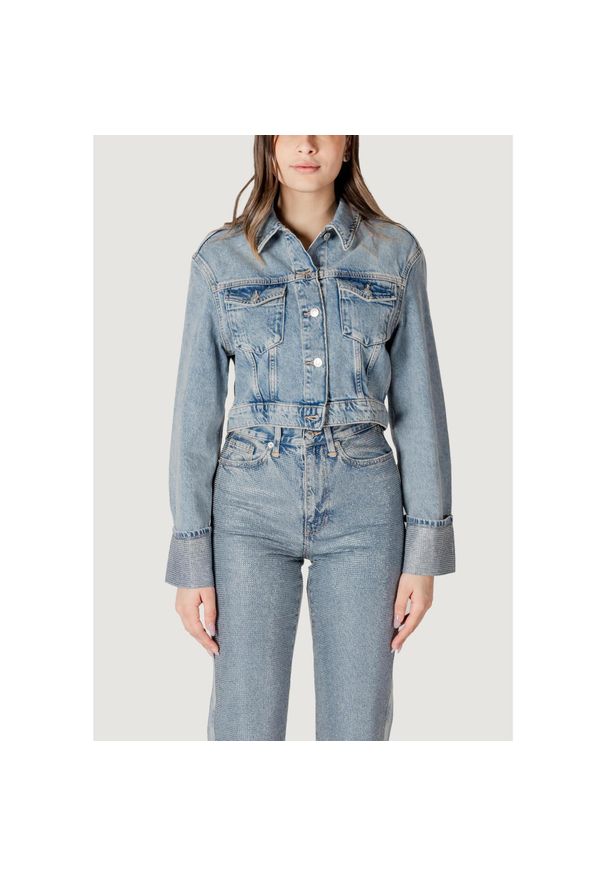 only - Kurtka Kobieta ONLY Onlhollywood Crystal Jacket Red Dnm Cro. Kolor: niebieski. Materiał: bawełna