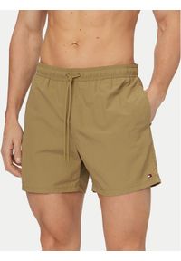 TOMMY HILFIGER - Tommy Hilfiger Szorty kąpielowe UM0UM03477 Khaki Regular Fit. Kolor: brązowy. Materiał: syntetyk #1
