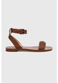 Lauren Ralph Lauren sandały skórzane Tristyn 802891394001 damskie kolor brązowy. Zapięcie: klamry. Kolor: brązowy. Materiał: skóra. Obcas: na obcasie. Wysokość obcasa: niski #1