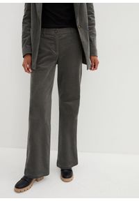 bonprix - Spodnie sztruksowe z bawełny organicznej z domieszką stretchu. Kolor: szary. Materiał: bawełna, sztruks #1