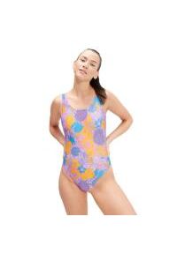 Strój Kąpielowy Speedo U-back – Fioletowy/żółty – Rozmiar 34. Kolor: różowy. Wzór: nadruk, kwiaty
