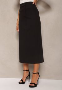 Renee - Czarna Trapezowa Spódnica z Rozcięciem Zapinana na Suwak Tiamahla. Okazja: na co dzień, na spotkanie biznesowe. Kolor: czarny. Styl: biznesowy, klasyczny, elegancki, casual #5