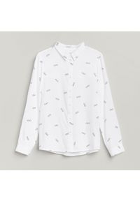 Reserved - Wiskozowa koszula ze wzorem - Biały. Kolor: biały. Materiał: wiskoza #1