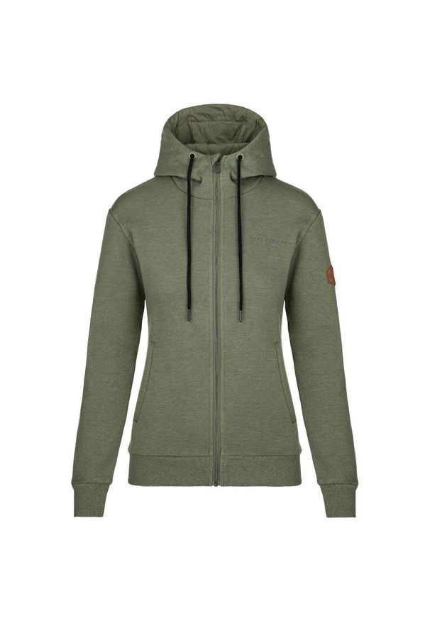Bluza bawełna damska Kilpi Leines. Typ kołnierza: kaptur. Kolor: zielony. Materiał: bawełna