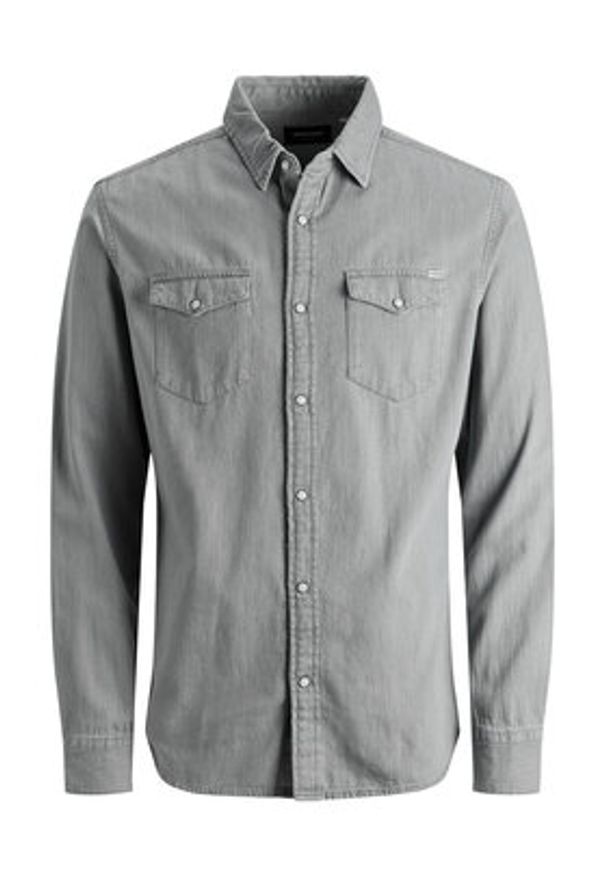 Jack & Jones - Jack&Jones Koszula Sheridan 12138115 Szary Slim Fit. Kolor: szary. Materiał: bawełna