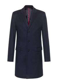 Hugo Płaszcz wełniany Migor2041 50438437 Granatowy Slim Fit. Kolor: niebieski. Materiał: wełna