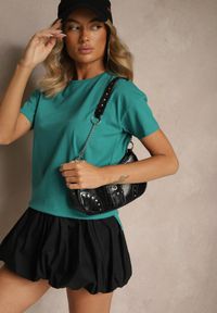 Renee - Zielony Bawełniany T-shirt o Kroju Oversize Zilona. Okazja: na co dzień. Kolor: zielony. Materiał: bawełna. Styl: sportowy, klasyczny, casual