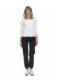 LEONE 1947 APPAREL - Damski T-shirt z długim rękawem w kolorach ziemi. Kolor: biały. Materiał: tkanina. Długość rękawa: długi rękaw. Długość: długie. Sport: fitness
