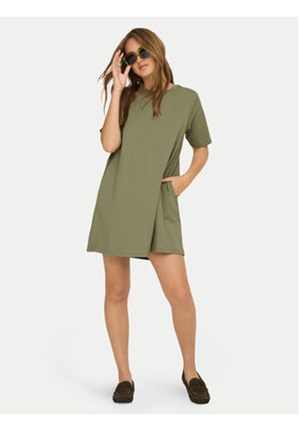 only - ONLY Sukienka codzienna Mara 15374631 Zielony Oversize. Okazja: na co dzień. Kolor: zielony. Materiał: bawełna. Typ sukienki: proste, oversize. Styl: casual