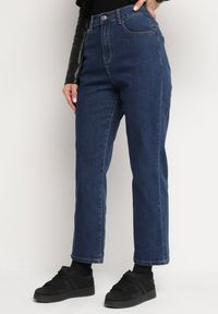 Born2be - Granatowe Jeansy z Prostą Nogawką o Kroju Boyfriend z Wysoką Talią Tulida. Okazja: na co dzień. Kolekcja: plus size. Kolor: niebieski. Styl: casual, elegancki