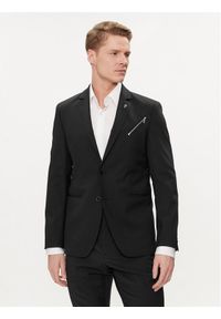 Karl Lagerfeld - KARL LAGERFELD Marynarka 155233 542083 Czarny Slim Fit. Typ kołnierza: dekolt w karo. Kolor: czarny. Materiał: wełna