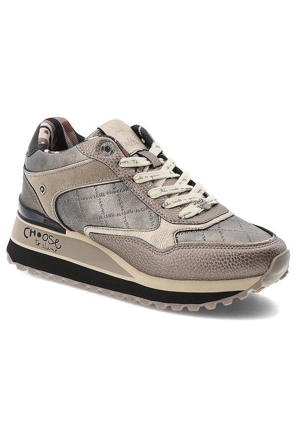 Brązowe Sneakersy Anekke Modne Obuwie Damskie Premium. Okazja: na co dzień. Kolor: brązowy. Materiał: materiał. Szerokość cholewki: normalna. Wzór: napisy. Styl: casual