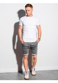 Ombre Clothing - T-shirt męski bawełniany BASIC S1370 - biały - XXL. Kolor: biały. Materiał: bawełna. Styl: klasyczny