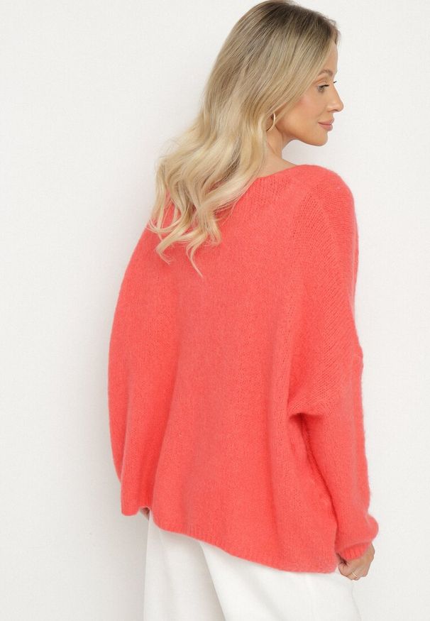 Born2be - Różowy Kardigan z Dekoltem w Serek z Dzianiny z Wełną i Moherem Lismio. Okazja: na co dzień. Typ kołnierza: dekolt w serek. Kolor: różowy. Materiał: moher, wełna, dzianina. Styl: casual, elegancki