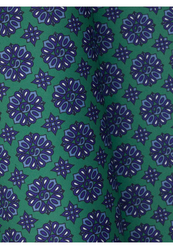 Pako Lorente - PAKO LORENTE – Poszetka męska w kolorze zielonym w granatowy drobny wzór. Kolor: zielony, niebieski, wielokolorowy. Materiał: poliester