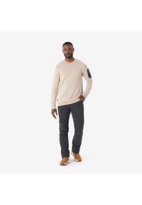 quechua - Sweter turystyczny męski Quechua NH100. Okazja: na co dzień. Kolor: beżowy. Materiał: poliester, bawełna. Styl: sportowy, casual