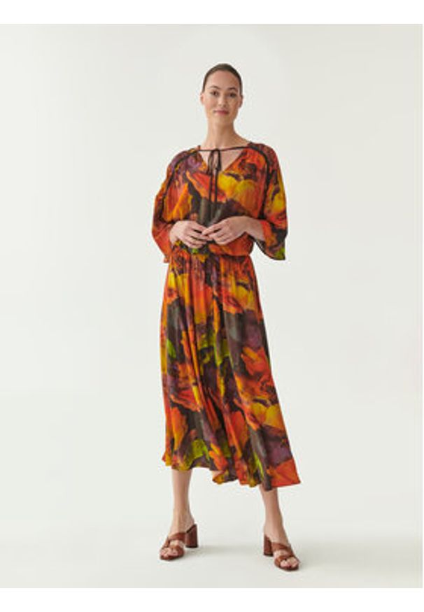 Tatuum Sukienka codzienna Pezani T2217.194B Kolorowy Regular Fit. Okazja: na co dzień. Materiał: wiskoza. Wzór: kolorowy. Typ sukienki: proste. Styl: casual