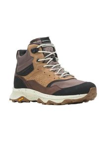 Buty trekkingowe męskie Merrell Speed Solo Mid Wp. Wysokość cholewki: za kostkę. Kolor: brązowy. Materiał: skóra. Szerokość cholewki: normalna. Sport: turystyka piesza