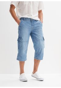 bonprix - Jeansy bojówki 3/4 regular fit z prostymi nogawkami. Kolor: niebieski #1