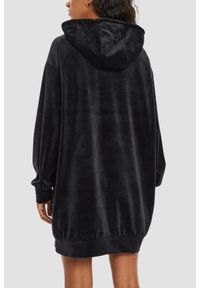 Guess - GUESS Сzarna damska długa welurowa bluza Couture. Kolor: czarny. Materiał: welur. Długość: długie
