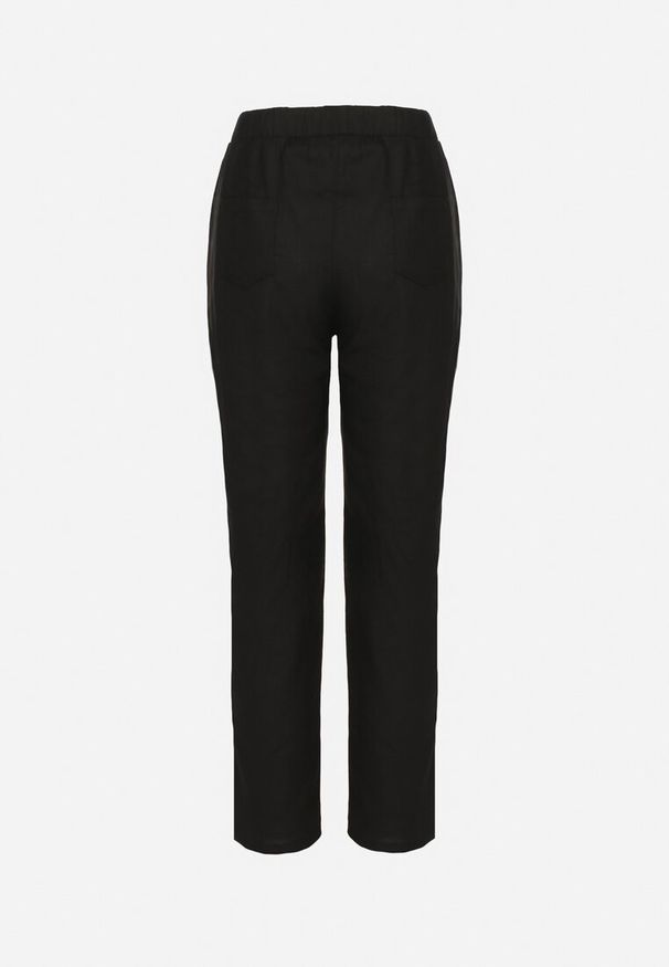 Born2be - Czarne Bawełniane Spodnie z Wiązaniem Feltebia. Okazja: na co dzień. Kolor: czarny. Materiał: bawełna. Styl: casual