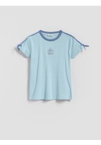 Reserved - T-shirt z lampasami - niebieski. Kolor: niebieski. Materiał: bawełna #1