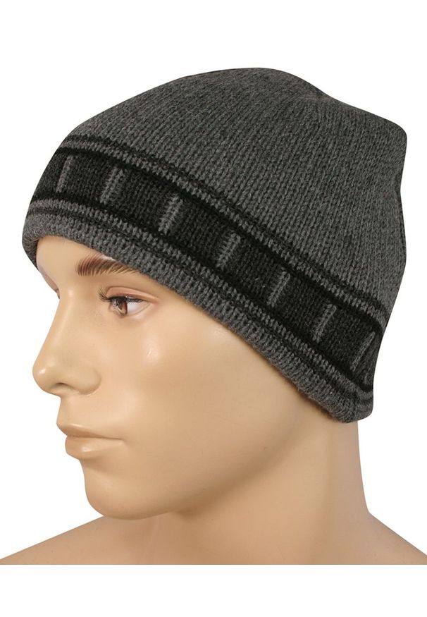 Czapka, Popielato-Grafitowa, Ciepła, Zimowa, Dziergana, Klasyczna, Rozmiar Uniwersalny -Pako Jeans. Kolor: szary. Materiał: akryl. Sezon: zima. Styl: klasyczny