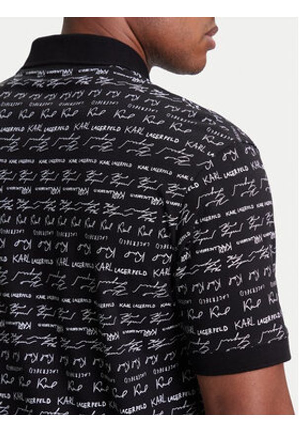 Karl Lagerfeld - KARL LAGERFELD Polo 745120 553225 Czarny Regular Fit. Typ kołnierza: polo. Kolor: czarny. Materiał: bawełna