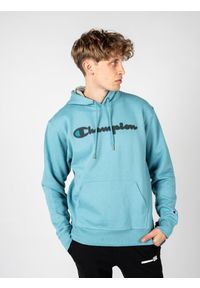 Champion - Bluza trekking męska Hoodie. Kolor: niebieski. Materiał: bawełna, poliester. Wzór: nadruk. Sport: turystyka piesza #2