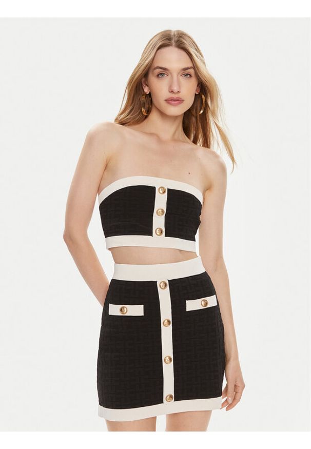 Elisabetta Franchi Bluzka TK-15B-42E2-004477 Czarny Slim Fit. Kolor: czarny. Materiał: syntetyk, wiskoza