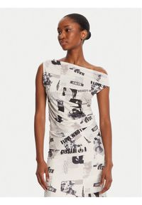 Desigual Bluzka Breaking News 25WWTK10 Écru Regular Fit. Materiał: syntetyk