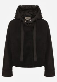 Renee - Czarna Nietoperzowa Kurtka Przejściowa z Kapturem Amiree. Okazja: na co dzień. Typ kołnierza: kaptur. Kolor: czarny. Materiał: dzianina. Długość: krótkie. Styl: casual #2