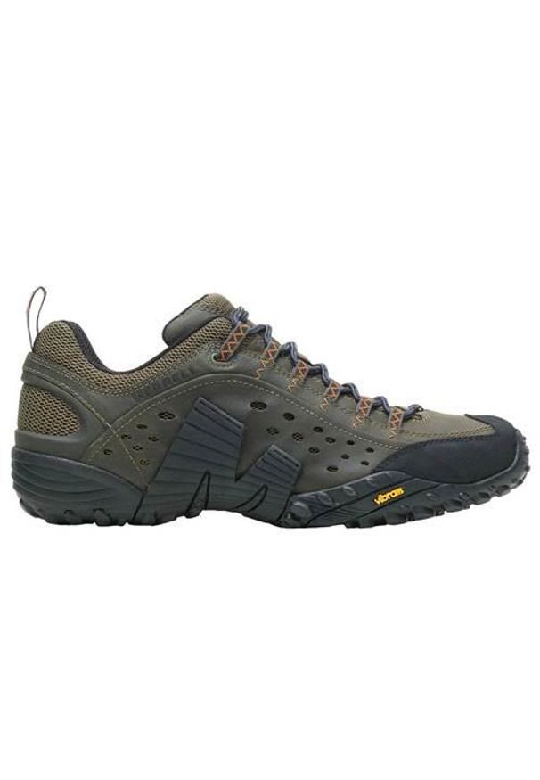 Buty trekkingowe męskie Merrell Intercept. Kolor: czarny, zielony, brązowy, wielokolorowy. Materiał: tkanina, skóra, guma