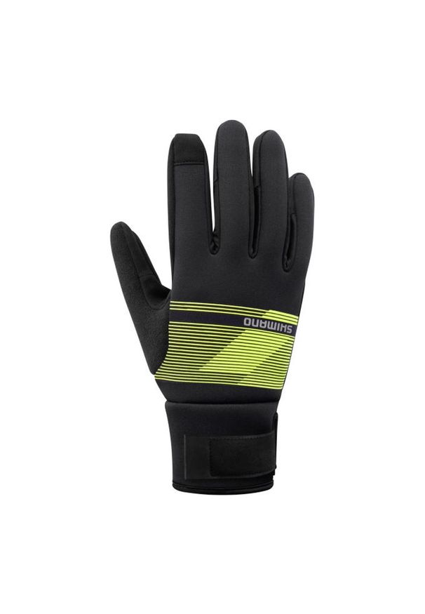 SHIMANO - Rękawiczki kolarskie WINDBREAK Thermal, Neon Yellow. Kolor: czarny, żółty, wielokolorowy. Materiał: guma. Sport: kolarstwo