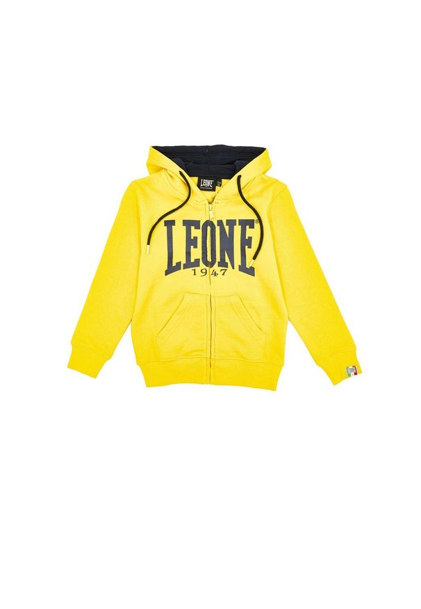 LEONE 1947 APPAREL - Dziecięca bluza z kapturem Basic Leone zapinana na zamek na całej długości. Typ kołnierza: kaptur. Kolor: żółty. Sport: joga i pilates