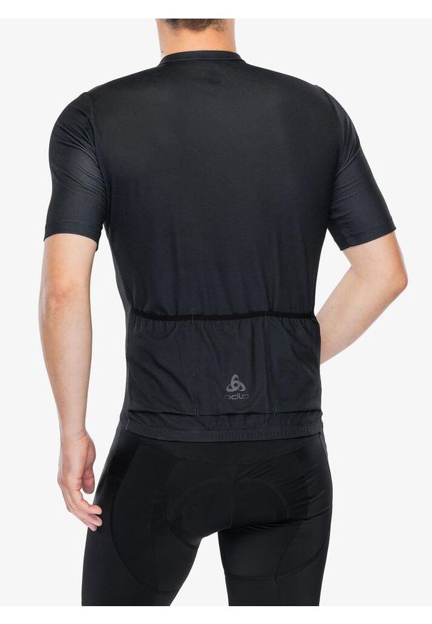 Koszulka kolarska męska Odlo Essential T-Shirt S/U Collar S/S Full Zip. Kolor: czarny. Sport: kolarstwo
