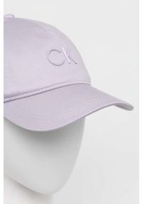 Calvin Klein czapka z daszkiem kolor fioletowy gładka. Kolor: fioletowy. Materiał: włókno, lyocell. Wzór: gładki #3