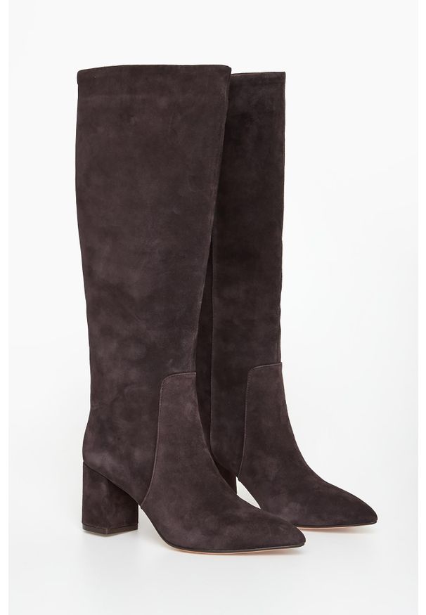 Twinset Milano - Kozaki damskie zamszowe TWINSET. Materiał: zamsz